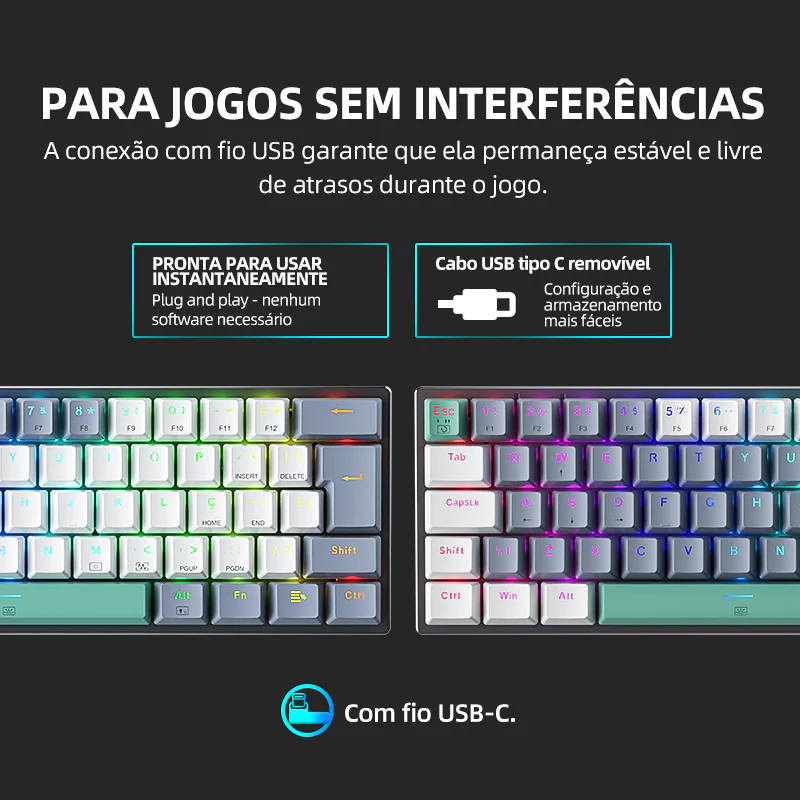 K500-B61 Wired Mechanical Keyboard - ABNT2 Layout - Image 5