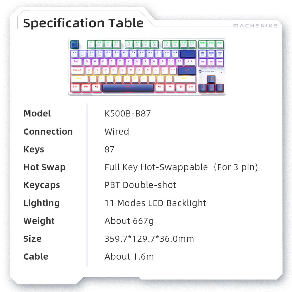 K500B-B87 Wired Mechanical Keyboard - Image 10