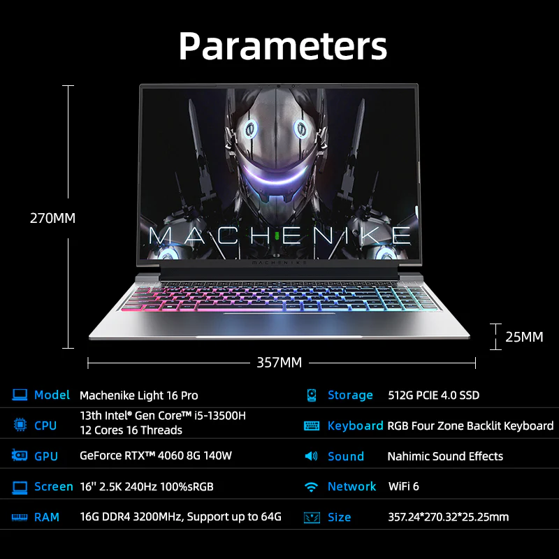 Machenike L16 Pro Gen 13 Intel (16”) Gaming Laptop - Image 9
